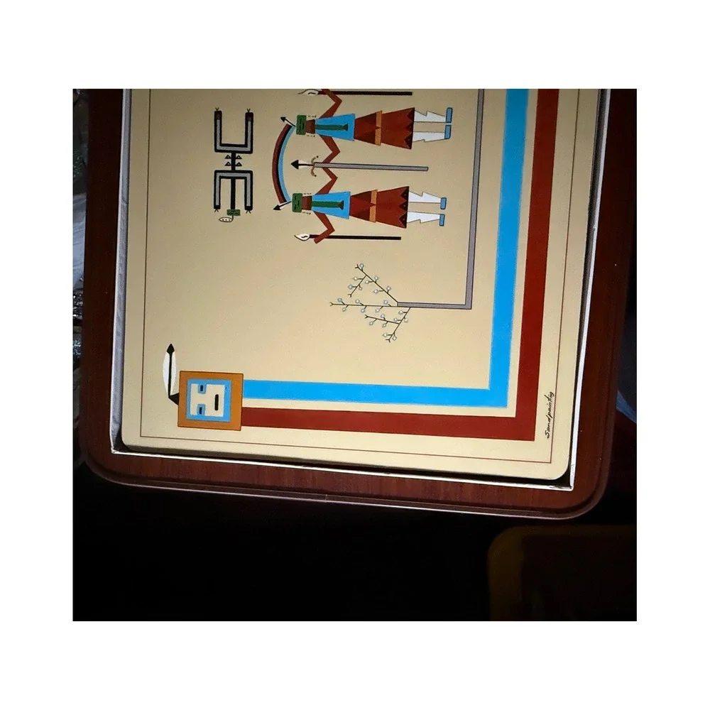 Pimpernel Sandpainting Place Mats Navajo Del Pavate Set of 4 Cork Back England